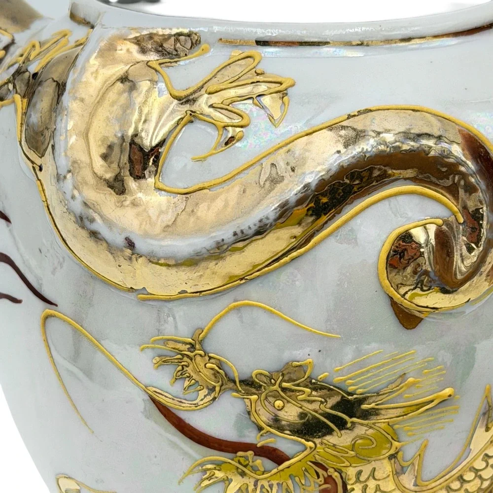 Vtg Gem China Japan Moriage Dragonware Teapot Sugar Bowl Dragon Head‎ Spout READ